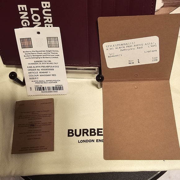 BURBERRY LONDON ENGLAND ALWYN LEATHER POUCH/CARD HOLDER - Picture 3 of 13